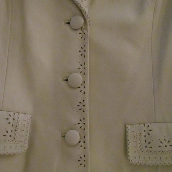 Dana Buchman White Leather Cut-out Jacket - Picture 4 of 7